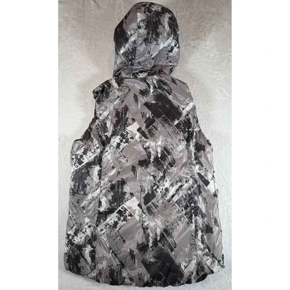Gerry Puffer Vest‎ Women's Sz M Gray Down Reversible Hooded Packable Camo